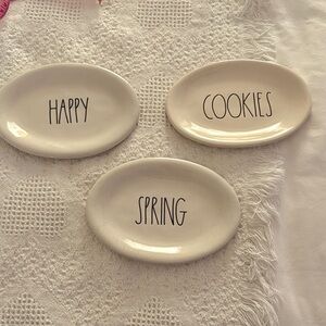 Rae Dunn Cream Oval Plate Trio - Happy, Cookies, Spring